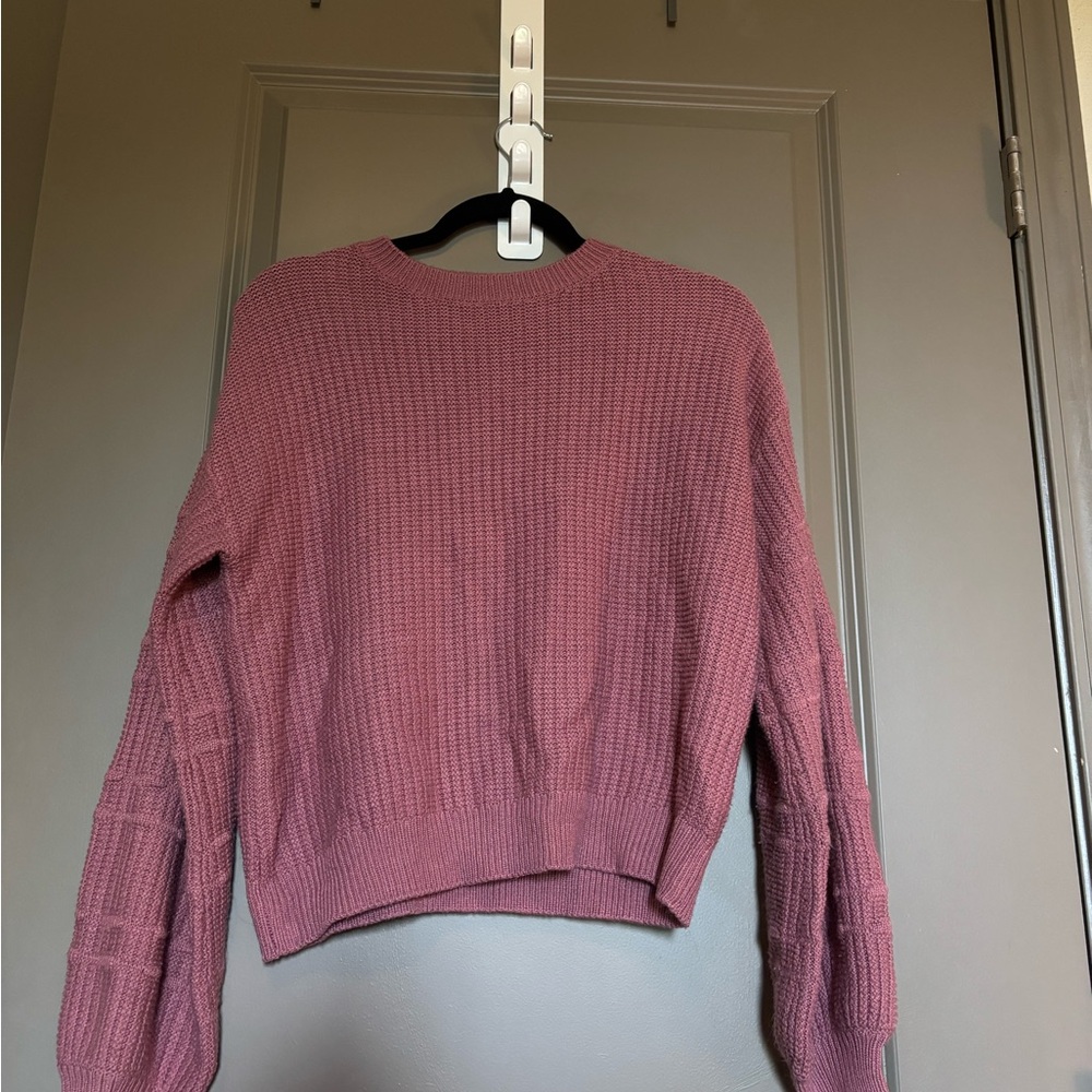 Rock & Roll Cowgirl Pink Ribbed Crew Neck Sweater